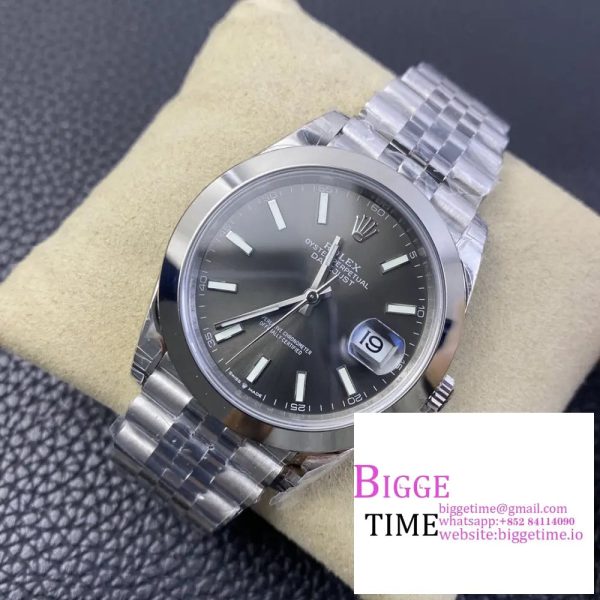 DateJust 41MM 126300 Noob 1:1 Best Edition Polished Bezel Gray Dial Stick Markers on SS Jubilee Bracelet A3235 - Image 3
