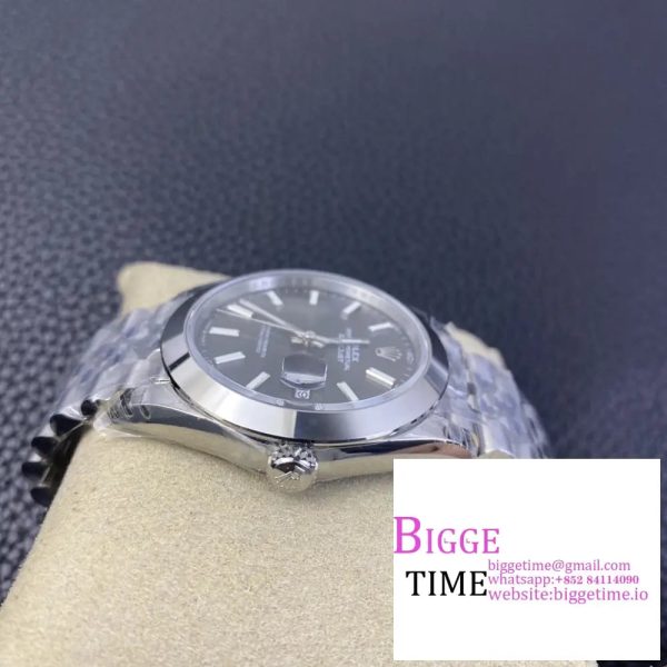 DateJust 41MM 126300 Noob 1:1 Best Edition Polished Bezel Gray Dial Stick Markers on SS Jubilee Bracelet A3235 - Image 6