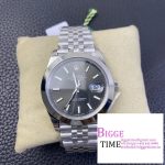 DateJust 41MM 126300 Noob 1:1 Best Edition Polished Bezel Gray Dial Stick Markers on SS Jubilee Bracelet A3235