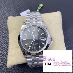 DateJust 41MM 126300 Noob 1:1 Best Edition Polished Bezel Gray Dial Stick Markers on SS Jubilee Bracelet A3235