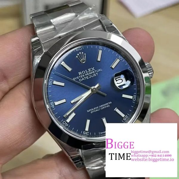 DateJust 41mm 126300 Smooth Bezel Blue Dial Oyster Bracelet VSF VS3235 - Image 4