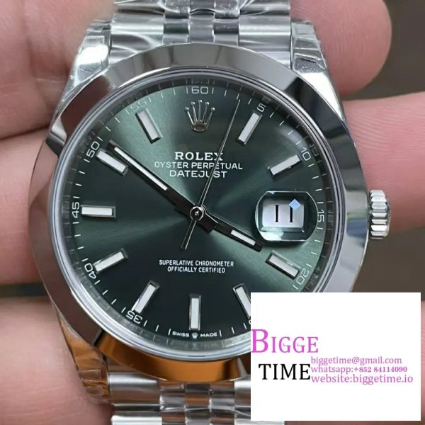 DateJust 41mm 126300 Smooth Bezel Mint Green Dial Jubilee Bracelet VSF VS3235 - Image 4