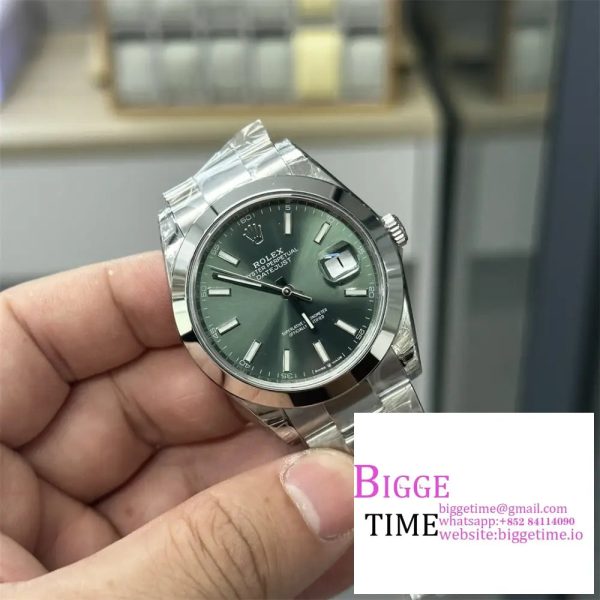 DateJust 41mm 126300 Smooth Bezel Mint Green Dial Oyster Bracelet VSF VS3235 - Image 4