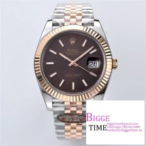 DateJust 41mm 126331 904L SS Clean 1:1 Best Edition Brown Dial on SS/RG Jubilee Bracelet VR3235