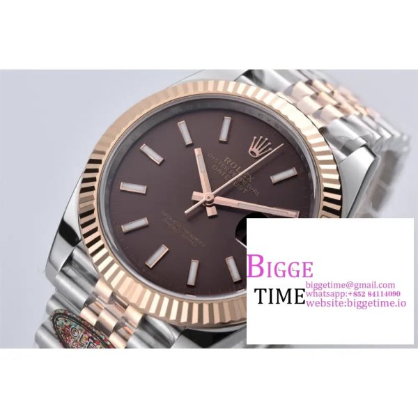 DateJust 41mm 126331 904L SS Clean 1:1 Best Edition Brown Dial on SS/RG Jubilee Bracelet VR3235 - Image 2