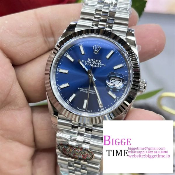 DateJust 41mm 126334 Fluted Bezel Blue Dial Jubilee Bracelet Clean Factory CF VR3235 - Image 4