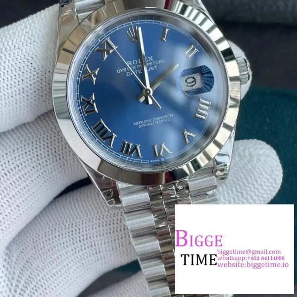DateJust 41mm 126334 Fluted Bezel Blue Dial Roma Marker Jubilee Bracelet  VR3235 - Image 4
