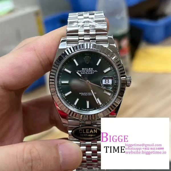 DateJust 41mm 126334 Fluted Bezel Mint Green Dial Jubilee Bracelet Clean Factory CF VR3235 - Image 3