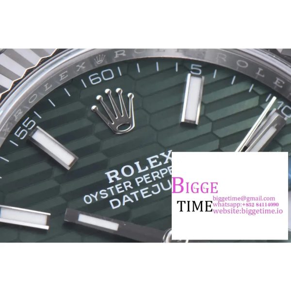 DateJust 41mm 126334 Fluted Bezel Mint Green Motif Dial Jubilee Bracelet Clean Factory CF VR3235 - Image 6