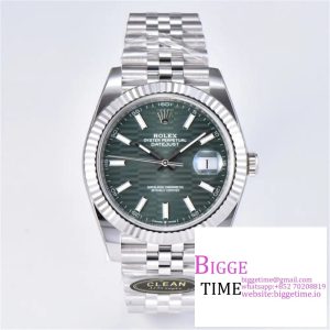 DateJust 41mm 126334 Fluted Bezel Mint Green Motif Dial Jubilee Bracelet Clean Factory CF VR3235