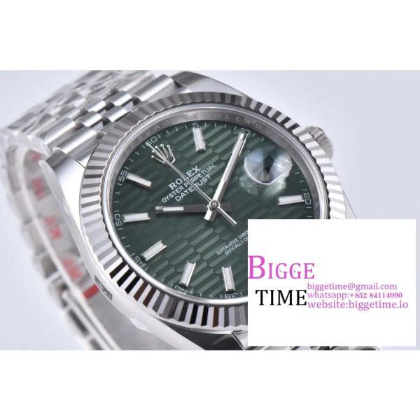 DateJust 41mm 126334 Fluted Bezel Mint Green Motif Dial Jubilee Bracelet Clean Factory CF VR3235 - Image 4