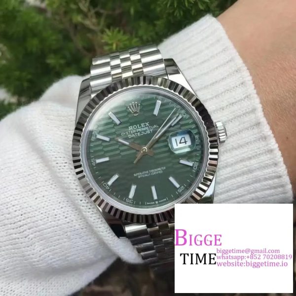 DateJust 41mm 126334 Fluted Bezel Mint Green Motif Dial Jubilee Bracelet VSF VS3235
