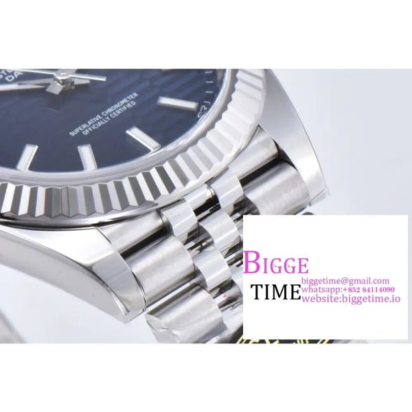DateJust 41mm 126334 Fluted Bezel Motif Blue Dial Jubilee Bracelet Clean Factory CF VR3235 - Image 4