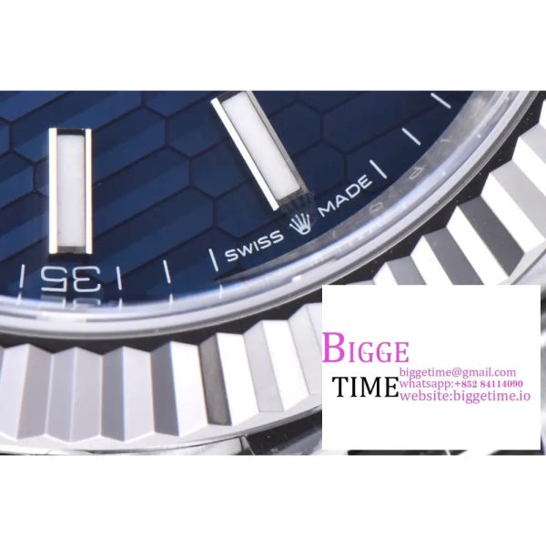DateJust 41mm 126334 Fluted Bezel Motif Blue Dial Jubilee Bracelet Clean Factory CF VR3235 - Image 5