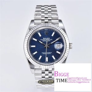 DateJust 41mm 126334 Fluted Bezel Motif Blue Dial Jubilee Bracelet Clean Factory CF VR3235