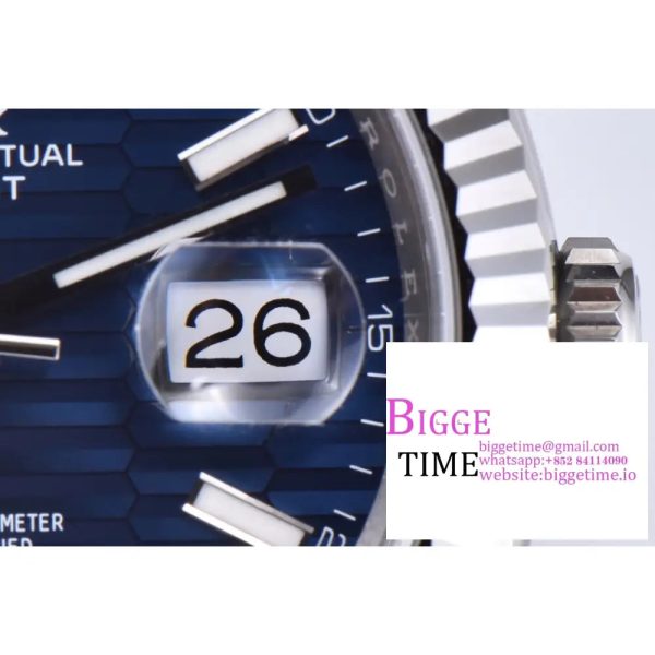 DateJust 41mm 126334 Fluted Bezel Motif Blue Dial Jubilee Bracelet Clean Factory CF VR3235 - Image 7