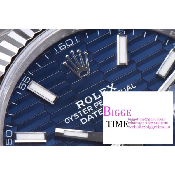 DateJust 41mm 126334 Fluted Bezel Motif Blue Dial Jubilee Bracelet Clean Factory CF VR3235 - Image 6