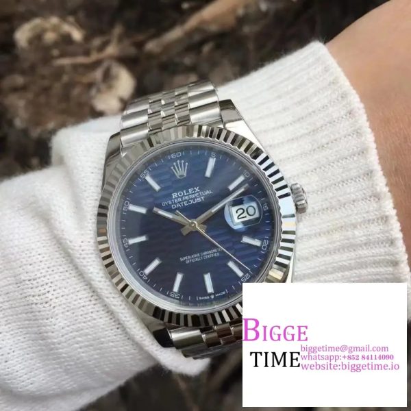 DateJust 41mm 126334 Fluted Bezel Motif Blue Dial Jubilee Bracelet VSF VS3235 - Image 2