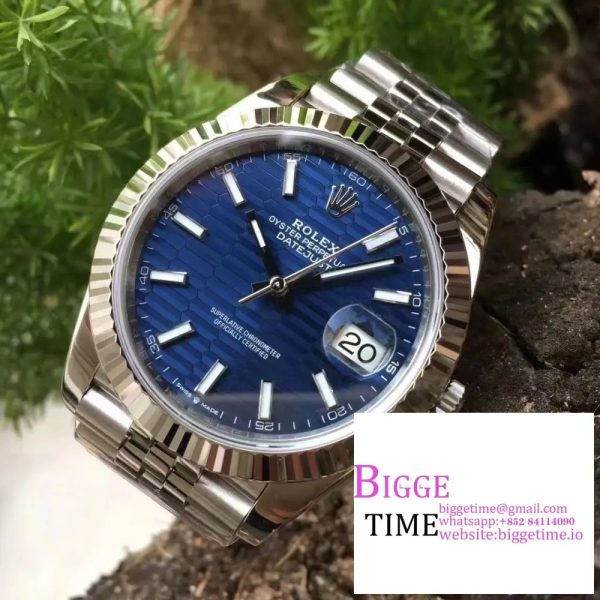 DateJust 41mm 126334 Fluted Bezel Motif Blue Dial Jubilee Bracelet VSF VS3235 - Image 3
