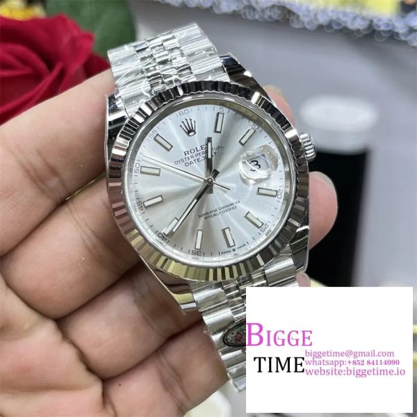 DateJust 41mm 126334 Fluted Bezel Silver Dial Jubilee Bracelet Clean Factory CF VR3235 - Image 4