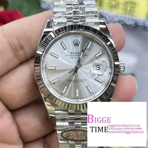 DateJust 41mm 126334 Fluted Bezel Silver Dial Jubilee Bracelet Clean Factory CF VR3235 - Image 3