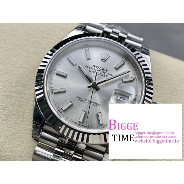 DateJust 41mm 126334 Fluted Bezel Silver Dial Jubilee Bracelet VSF VS3235 - Image 4
