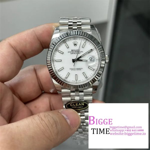 DateJust 41mm 126334 Fluted Bezel White Dial Jubilee Bracelet Clean Factory CF VR3235 - Image 4