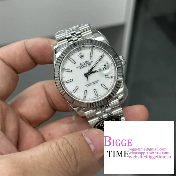DateJust 41mm 126334 Fluted Bezel White Dial Jubilee Bracelet Clean Factory CF VR3235 - Image 3