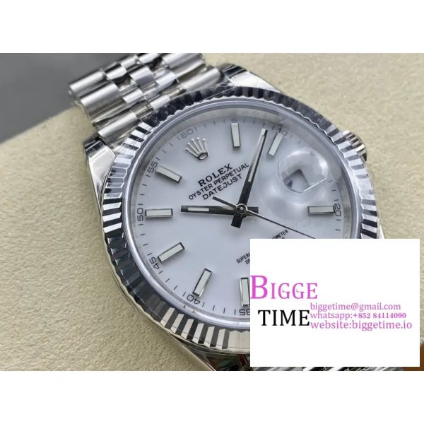 DateJust 41mm 126334 Fluted Bezel White Dial Jubilee Bracelet VSF VS3235 - Image 7