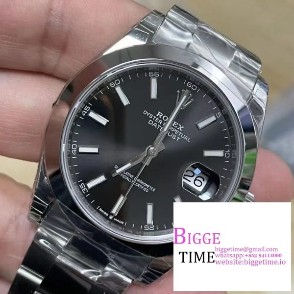 DateJust 41MM 126334 Noob 1:1 Best Edition Fluted Bezel Black Dial Stick Markers on SS Jubilee Bracelet A3235 - Image 9