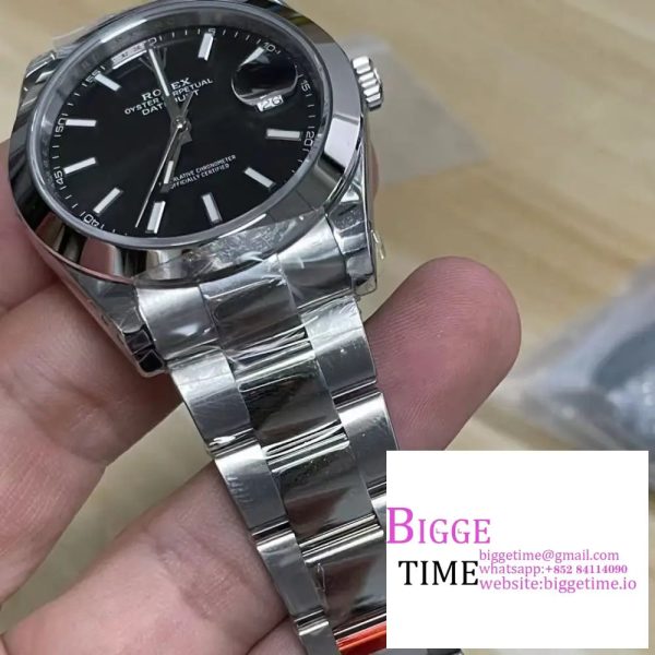 DateJust 41MM 126334 Noob 1:1 Best Edition Fluted Bezel Black Dial Stick Markers on SS Jubilee Bracelet A3235 - Image 8