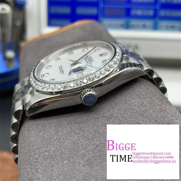 DateJust 41MM 126334 Noob 1:1 Best Edition Fluted Bezel White MOP Dial Diamonds Markers on SS Jubilee Bracelet A3235 - Image 3