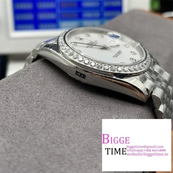 DateJust 41MM 126334 Noob 1:1 Best Edition Fluted Bezel White MOP Dial Diamonds Markers on SS Jubilee Bracelet A3235 - Image 2