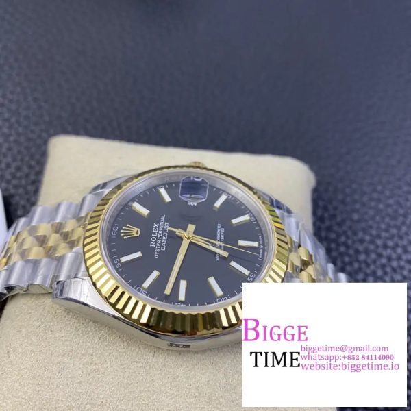 DateJust 41mm Fluted Bezel Black Dial YG/SS Jubilee Bracelet VSF VS3235 - Image 2