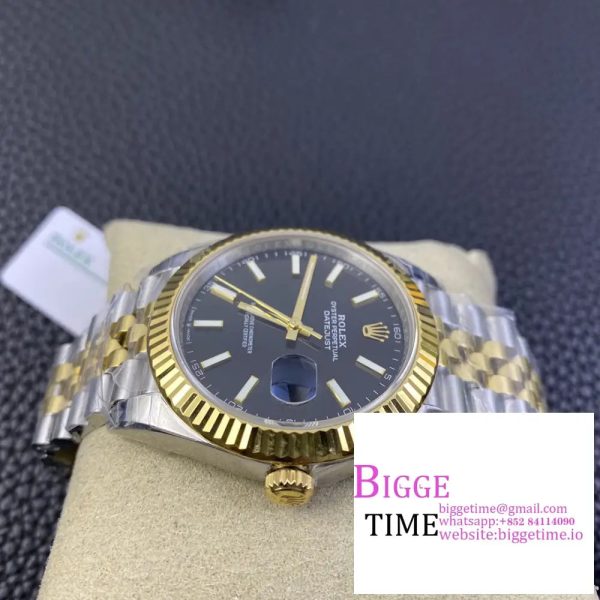 DateJust 41mm Fluted Bezel Black Dial YG/SS Jubilee Bracelet VSF VS3235 - Image 6