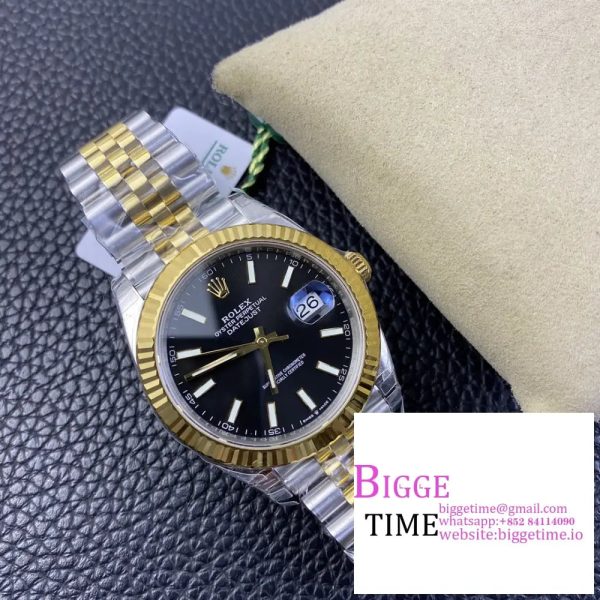 DateJust 41mm Fluted Bezel Black Dial YG/SS Jubilee Bracelet VSF VS3235 - Image 4