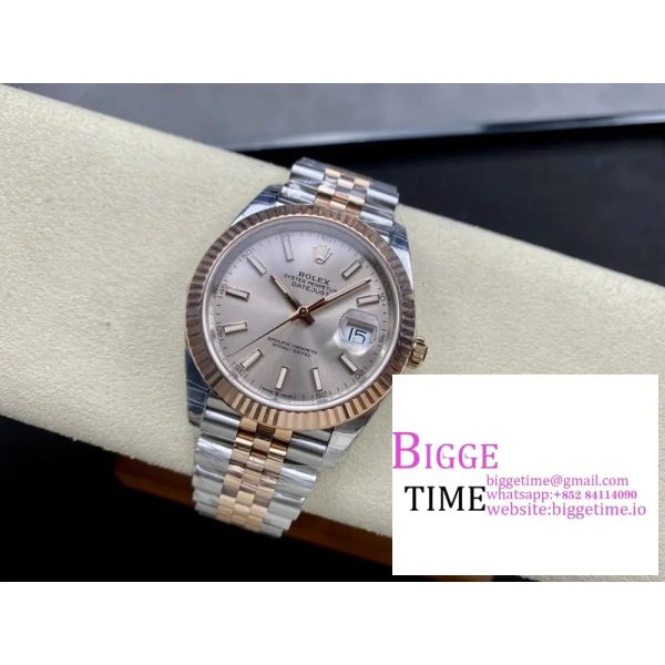 DateJust 41mm Fluted Bezel Champagne Dial RG/SS Jubilee Bracelet VSF VS3235 - Image 7