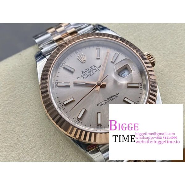 DateJust 41mm Fluted Bezel Champagne Dial RG/SS Jubilee Bracelet VSF VS3235 - Image 2