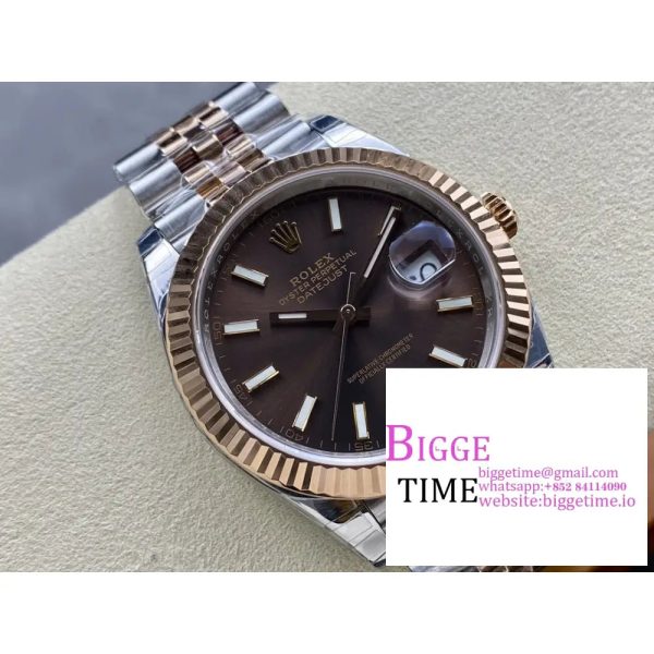 DateJust 41mm Fluted Bezel Chocolate Dial RG/SS Jubilee Bracelet VSF VS3235 - Image 4