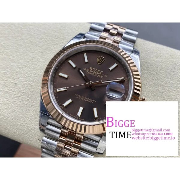 DateJust 41mm Fluted Bezel Chocolate Dial RG/SS Jubilee Bracelet VSF VS3235 - Image 7