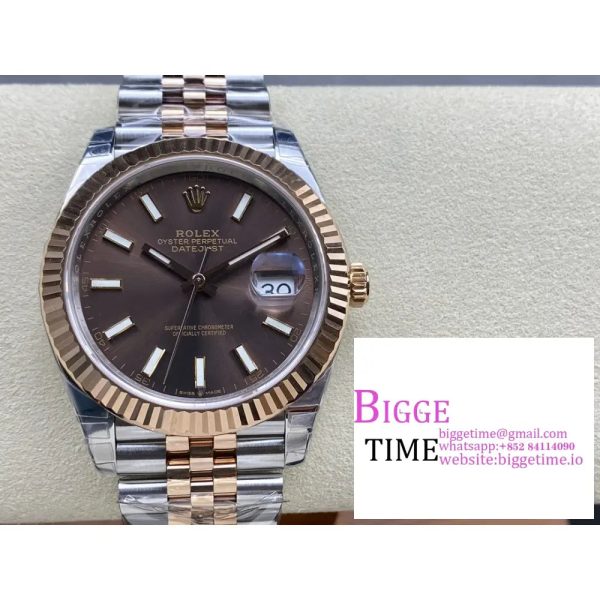 DateJust 41mm Fluted Bezel Chocolate Dial RG/SS Jubilee Bracelet VSF VS3235 - Image 5