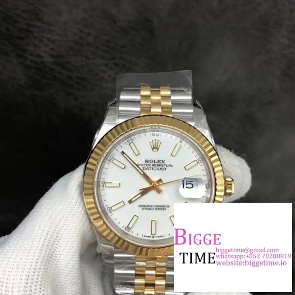 DateJust 41mm Fluted Bezel White Dial YG/SS Jubilee Bracelet VSF VS3235
