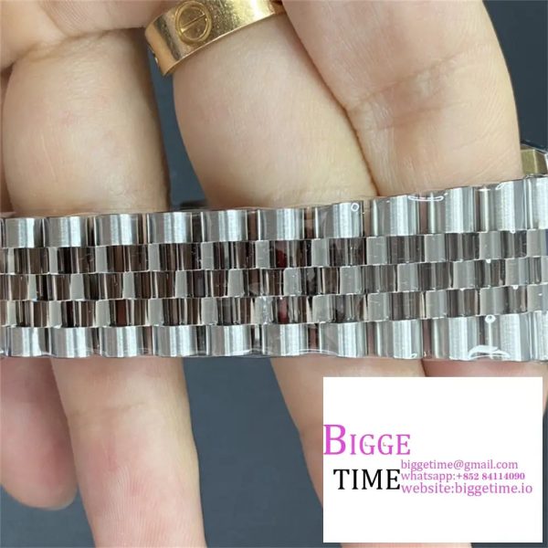 DateJust 41mm Wimbledon Smooth Bezel Grey Dial Green Roma Marker Jubilee Bracelet VSF VS3235 - Image 8