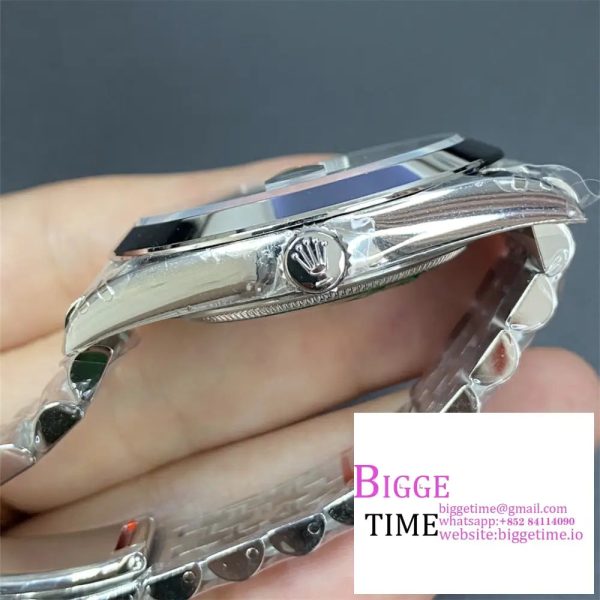 DateJust 41mm Wimbledon Smooth Bezel Grey Dial Green Roma Marker Jubilee Bracelet VSF VS3235 - Image 4