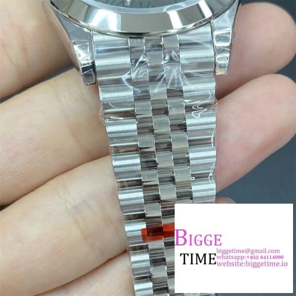 DateJust 41mm Wimbledon Smooth Bezel Grey Dial Green Roma Marker Jubilee Bracelet VSF VS3235 - Image 6