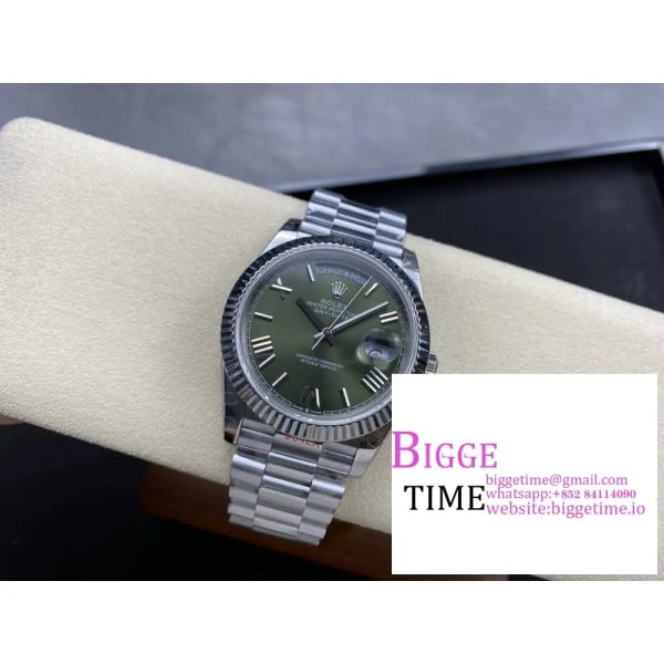 Day Date 228239 40mm SS BPF 1:1 Best Edition Fluted Bezel Green Dial Roman Makers on SS Bracelet VR3255 - Image 3
