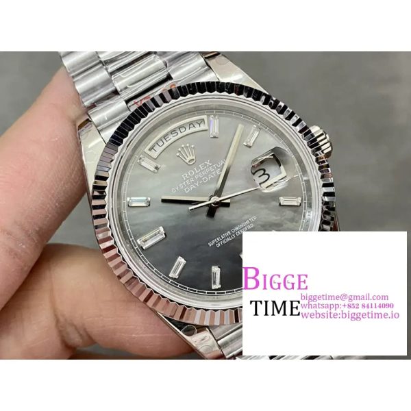 Day Date 40 GMF 1:1 Best Edition 904L Steel Grey Dial Stick Markers on Bracelet A2836（Tungsten Heavy Version） - Image 2