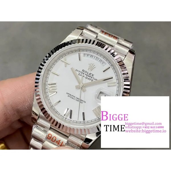 Day Date 40 GMF 1:1 Best Edition 904L Steel White Dial Roman Markers on Bracelet A2836（Tungsten Heavy Version） - Image 6