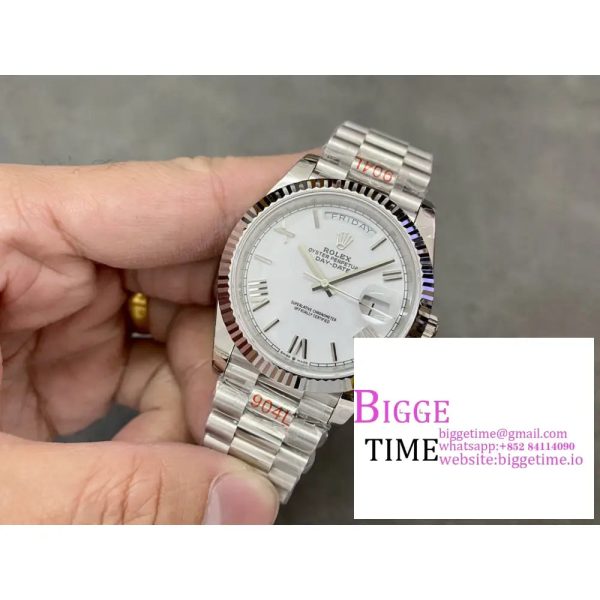 Day Date 40 GMF 1:1 Best Edition 904L Steel White Dial Roman Markers on Bracelet A2836（Tungsten Heavy Version） - Image 5