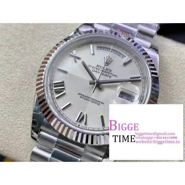 Day Date 40 GMF 1:1 Best Edition 904L Steel White Dial Roman Markers on Bracelet A2836（Tungsten Heavy Version） - Image 3